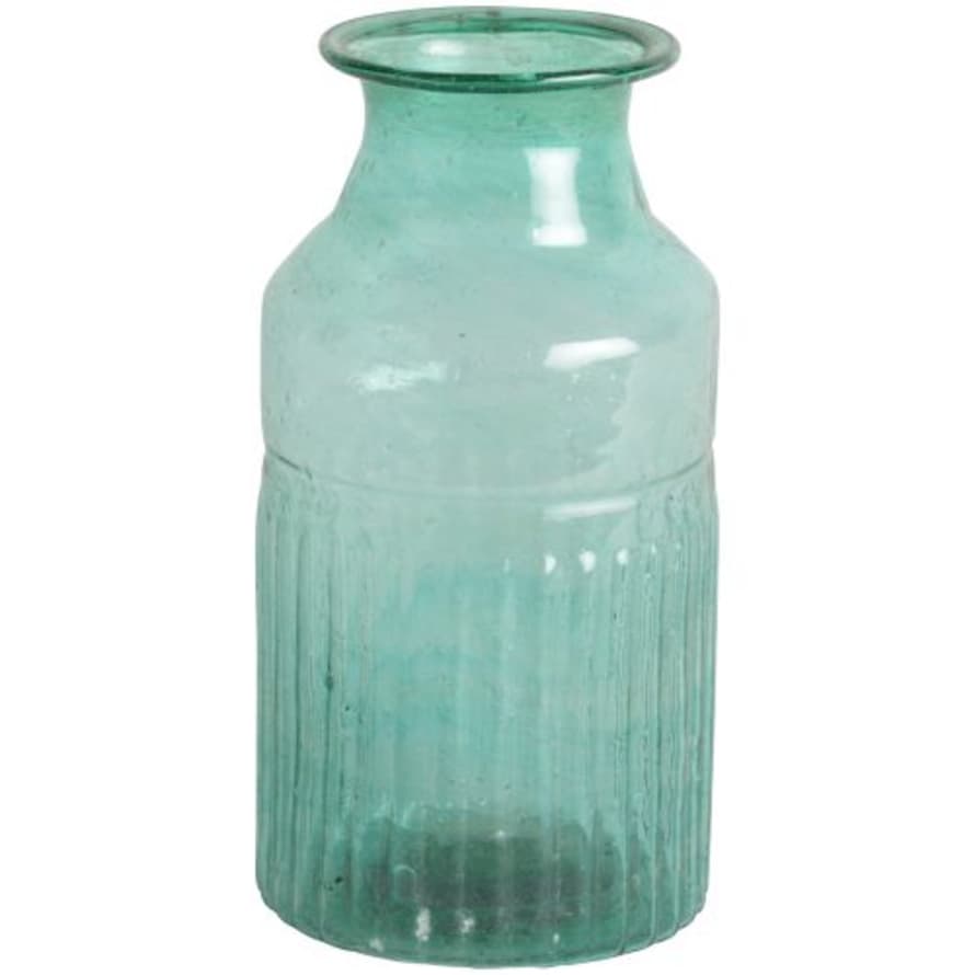 Teal Colour Recycled Glass Vase 