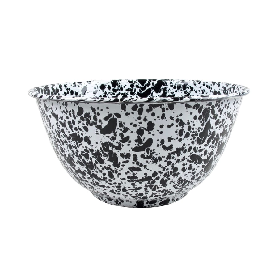 Crow Canyon Home Enamel Splatterware Large Salad Bowl - Black