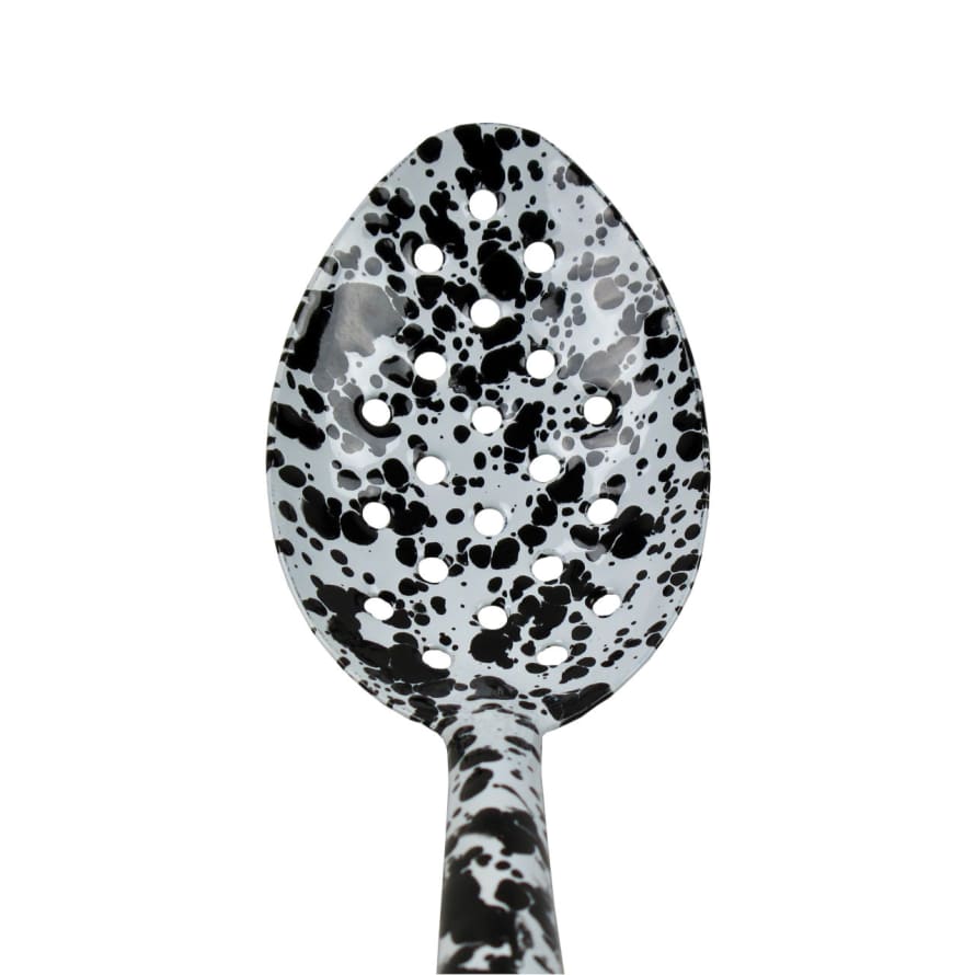 Crow Canyon Home Enamel Splatterware Slotted Spoon - Black