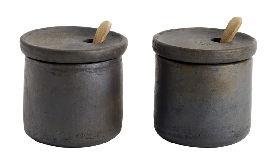 Muubs Brown Terracotta Hazel Salt and Pepper Set with Lid