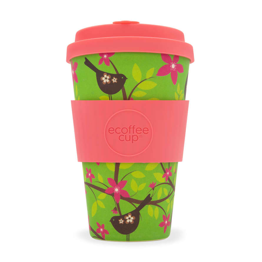 Ecoffee Cup Large Pink Green Widdlebirdy Ecoffee Cup