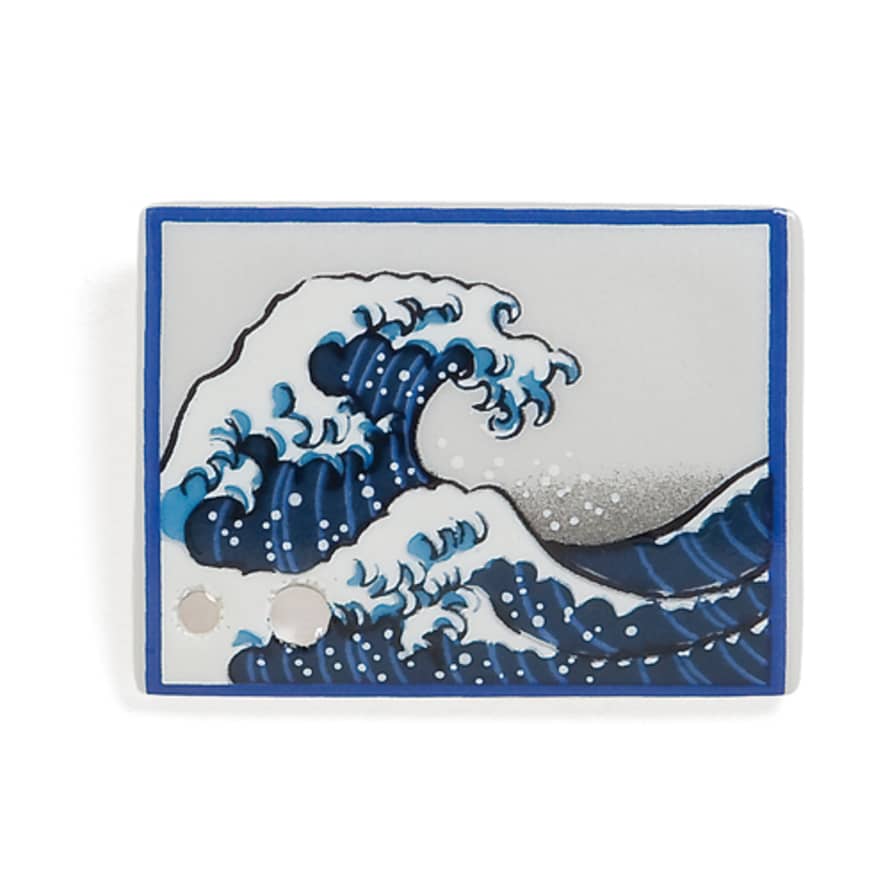 Shoyeido  Porcelain Incense Holder with The Great Wave/Nami Hokusai Painting