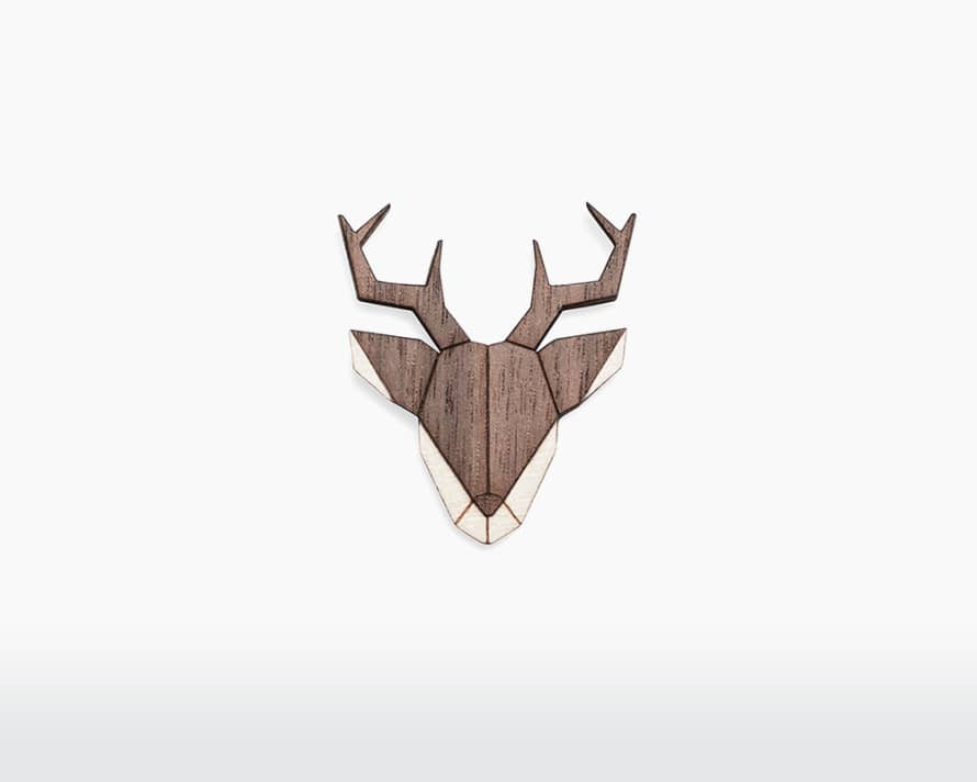 Wooden Amsterdam Natural Maple and Walnut Deer Brooch