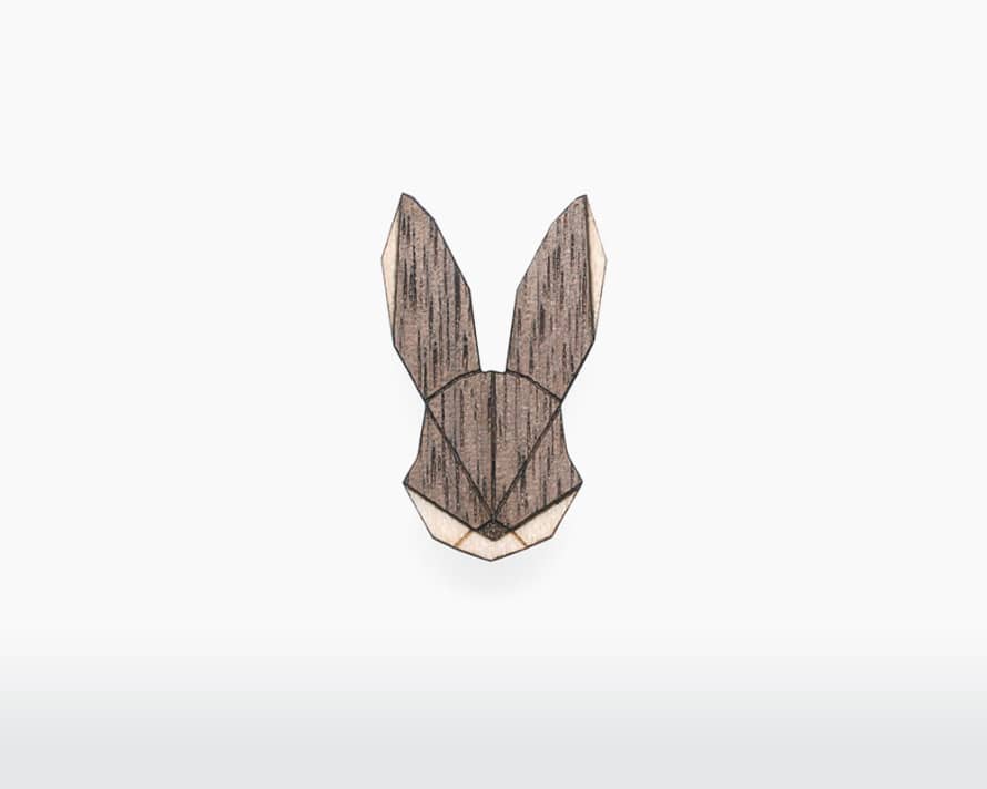 Wooden Amsterdam Natural Maple and Walnut Hare Brooch