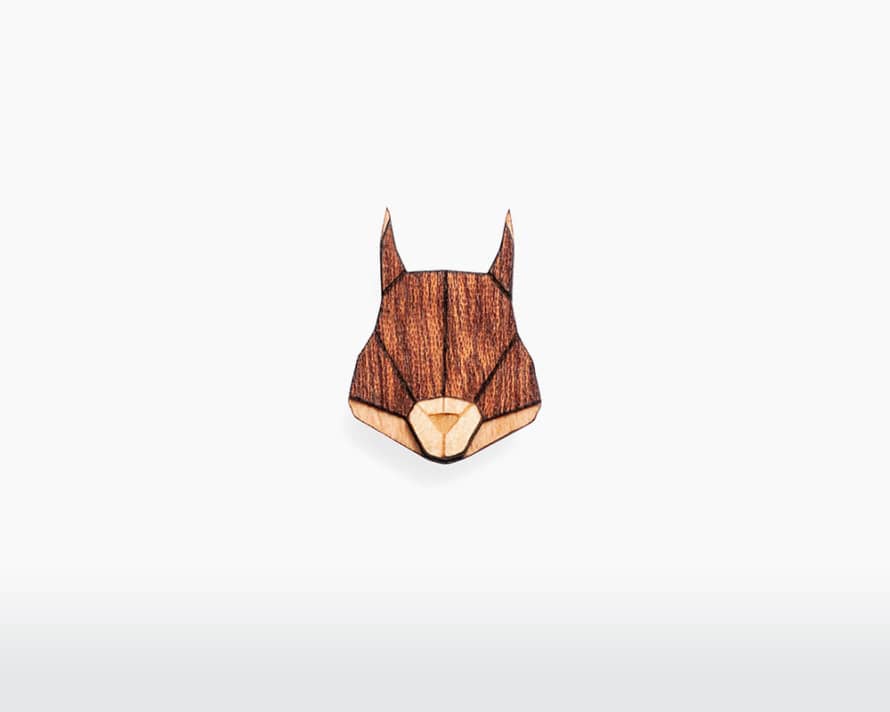 Wooden Amsterdam Natural Maple and Beech Wood Squirrel Brooch