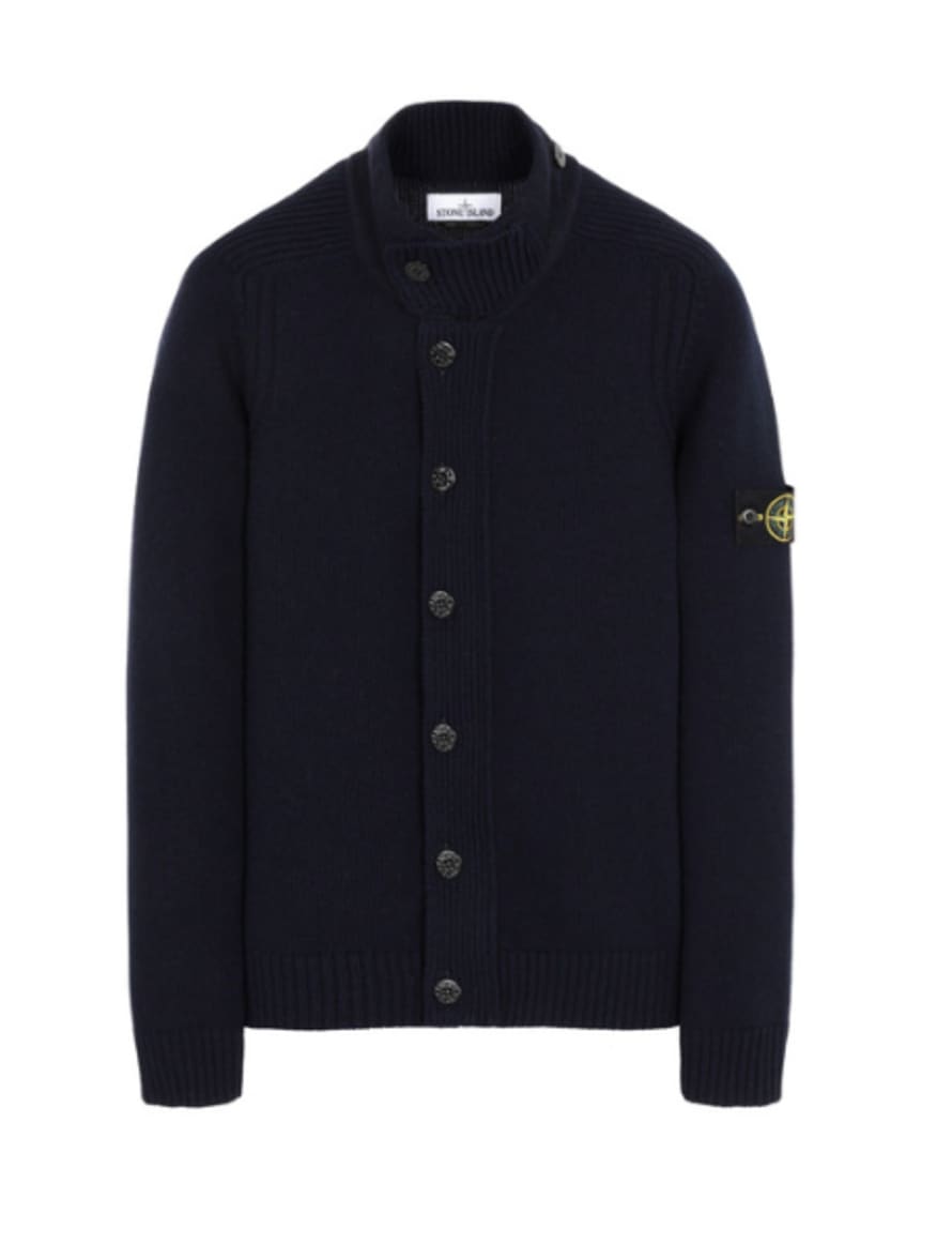 Stone Island Blue Lambswool Cardigan