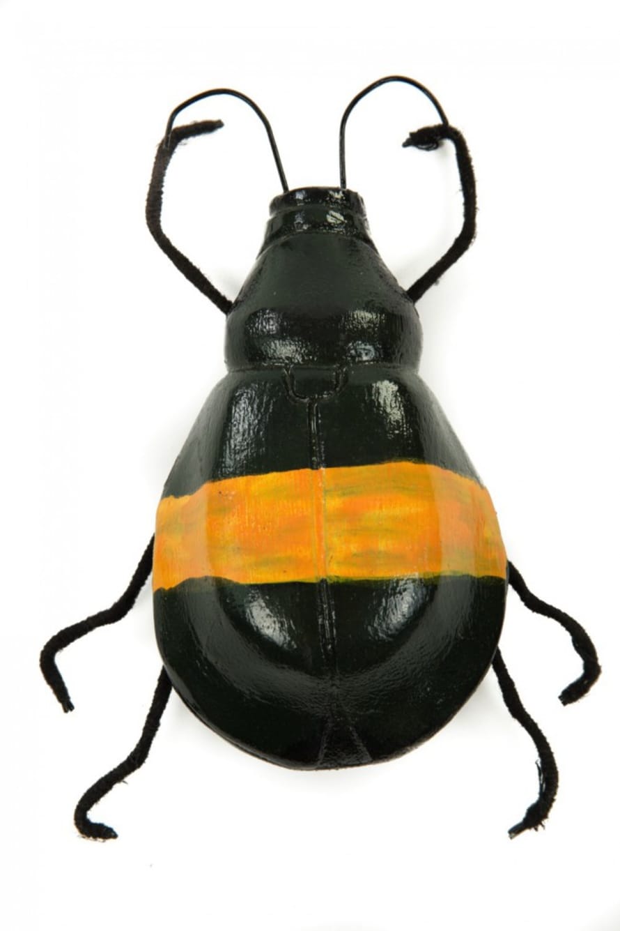 Stapelgoed 25cm Black Wooden Striped Beetle