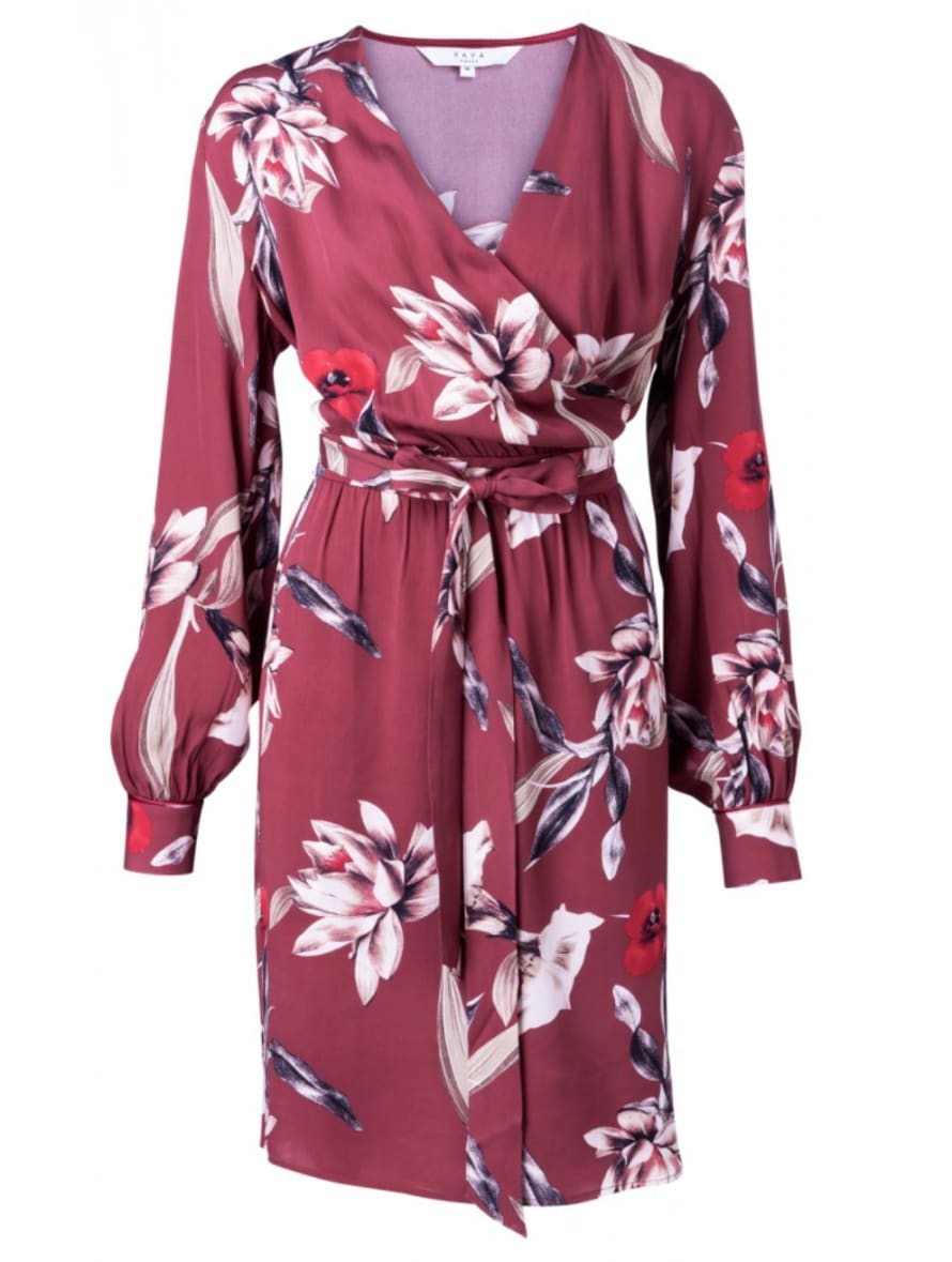 Yaya Wrap Dress - Red Floral Print 