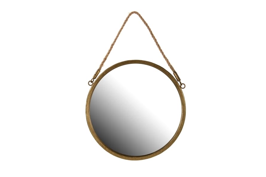 London Ornaments Gold Metal and Glass Round Mirror