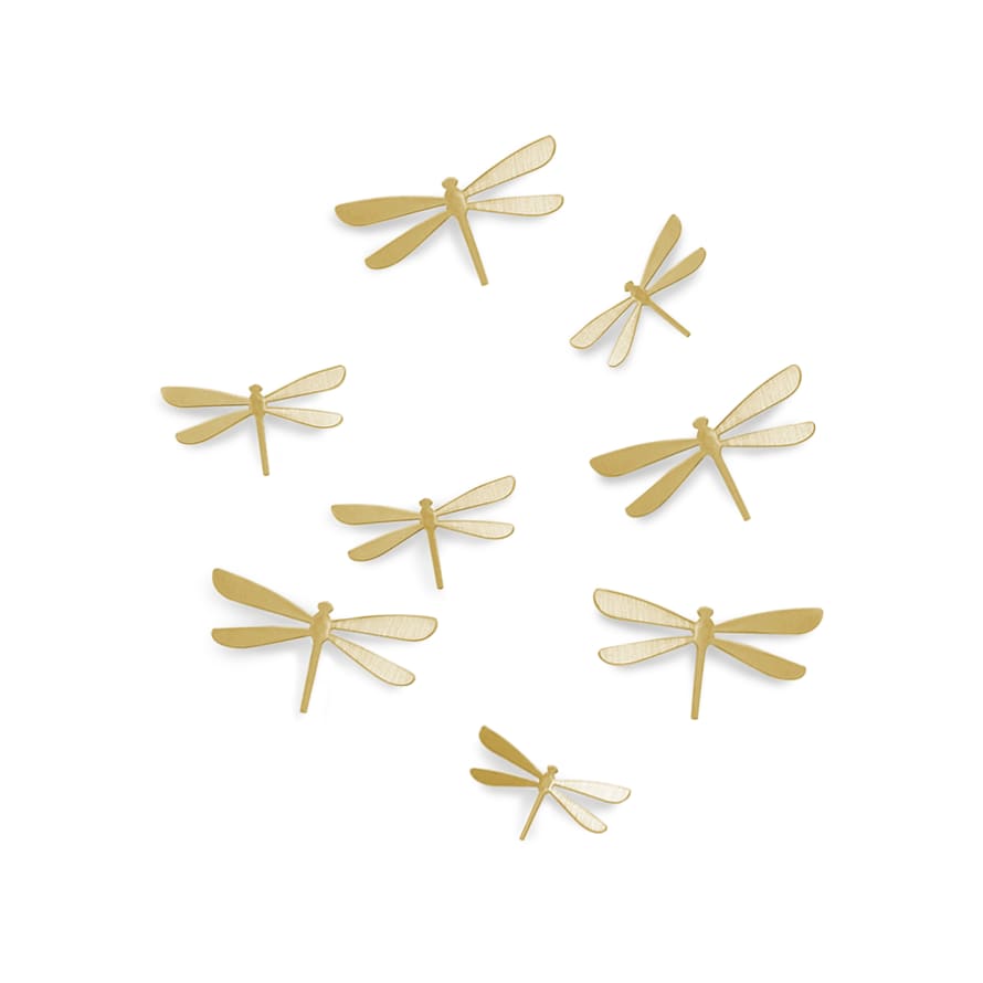 Umbra Set of 8 Brass Wallflutter Dragonfly Wall Display