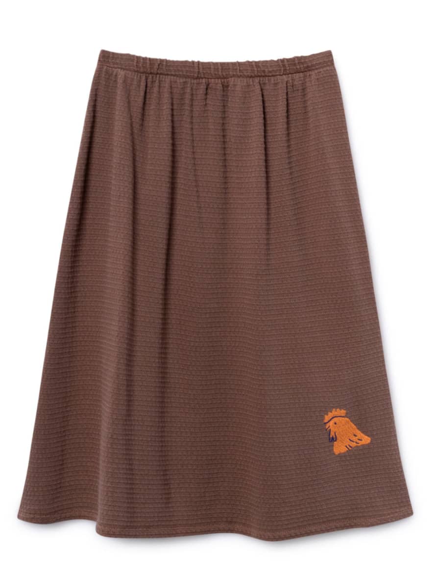 Bobo Choses Brown Organic Cotton Animals Girls Maxi Skirt