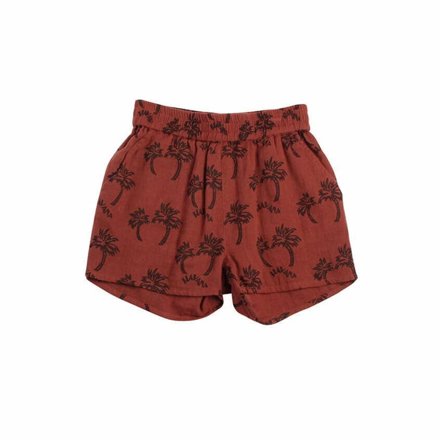 Wynken Cigar Brown Gauze Habana Girls Shorts