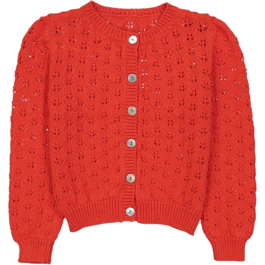 Hello Simone Red Cotton Knitted June Cardigan