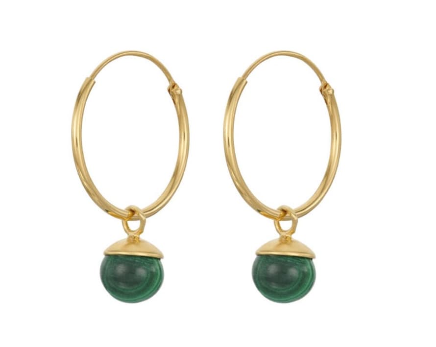 Pernille Corydon Malachite Hoop Earrings Gold