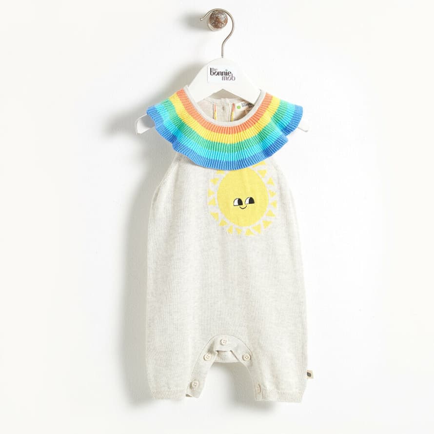 The Bonnie Mob Putty Organic Cotton Rainbow Collar Baby Playsuit