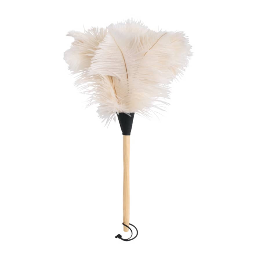 Redecker White Ostrich Feather Duster with Wooden Handle 50cm