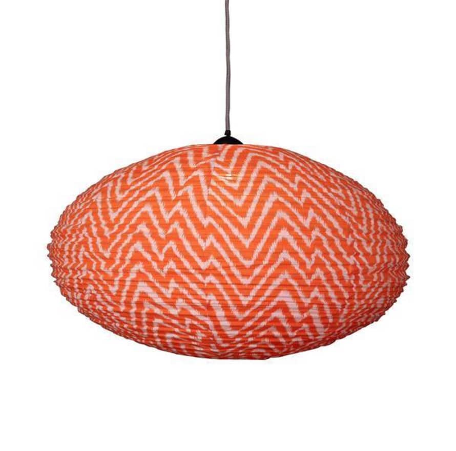 Curiouser and Curiouser Small 60cm Cream and Orange Zig Zag Cotton Pendant Lampshade