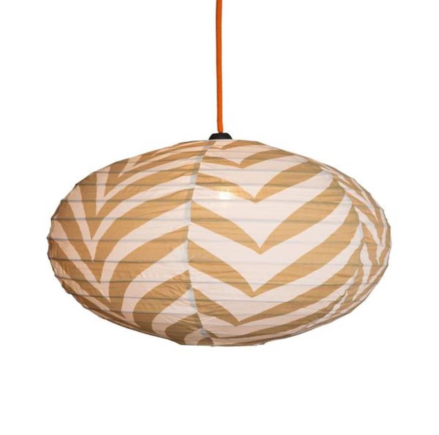 Curiouser and Curiouser Large 80cm Cream & Mustard Zebra Cotton Pendant Lampshade