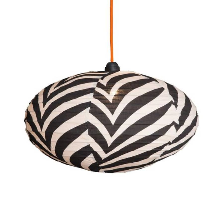 Curiouser and Curiouser Large 80cm Cream & Black Zebra Cotton Pendant Lampshade