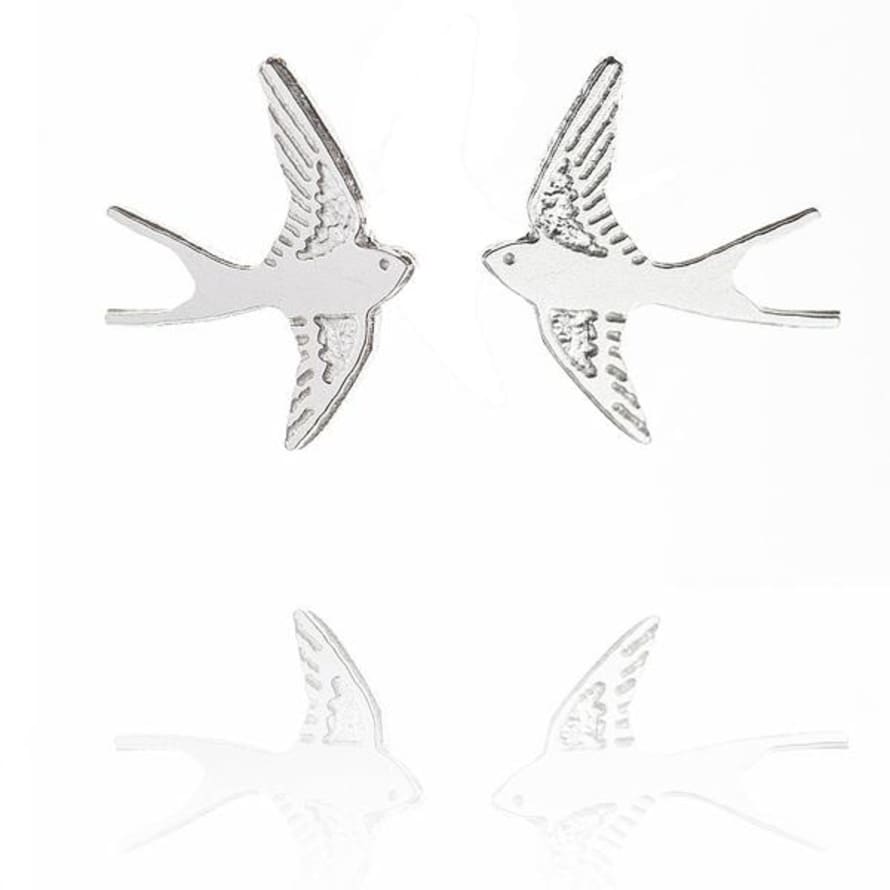 Amanda Coleman Tiny Sterling Silver Swallow Stud Earrings