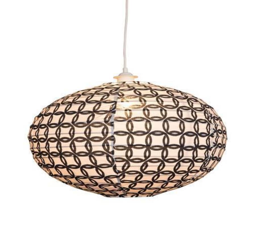 Curiouser and Curiouser Large 80cm Cream & Black Ring Cotton Pendant Lampshade