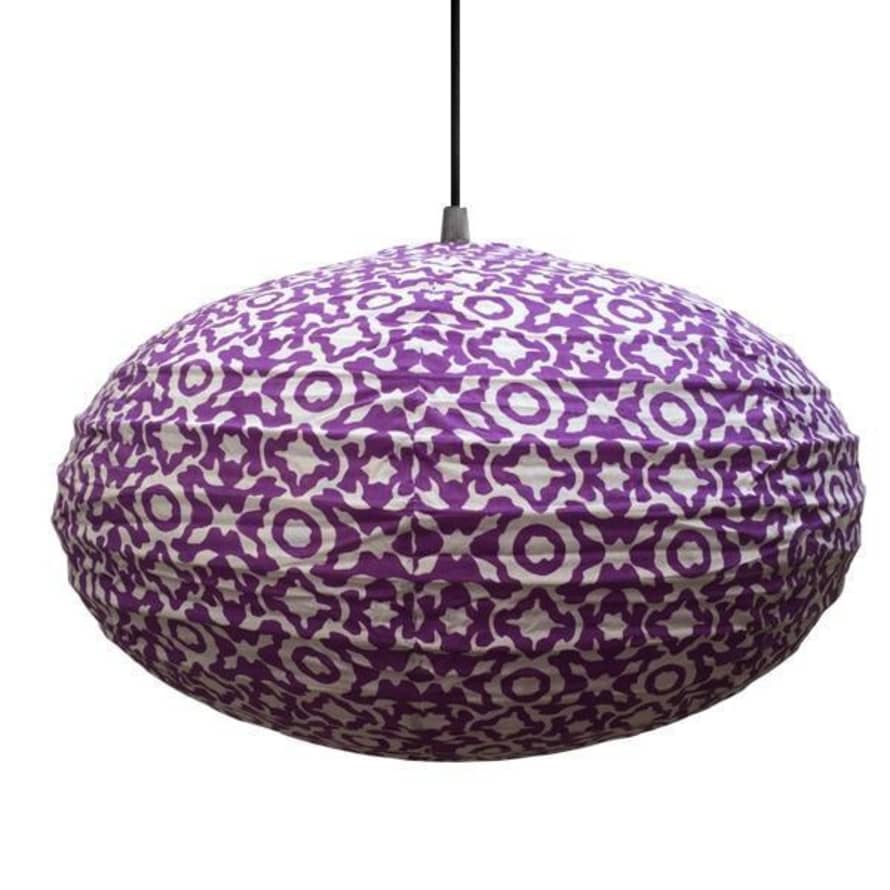 Curiouser and Curiouser Small 60cm Cream and Lavender Purple Eva Cotton Pendant Lampshade