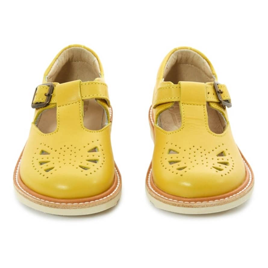 Young Soles Yellow Leather Rosie Mary Janes Kids Sandals