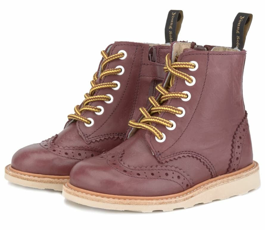 Young Soles 31-35 Size Cherry Leather Sydney Kids Boots
