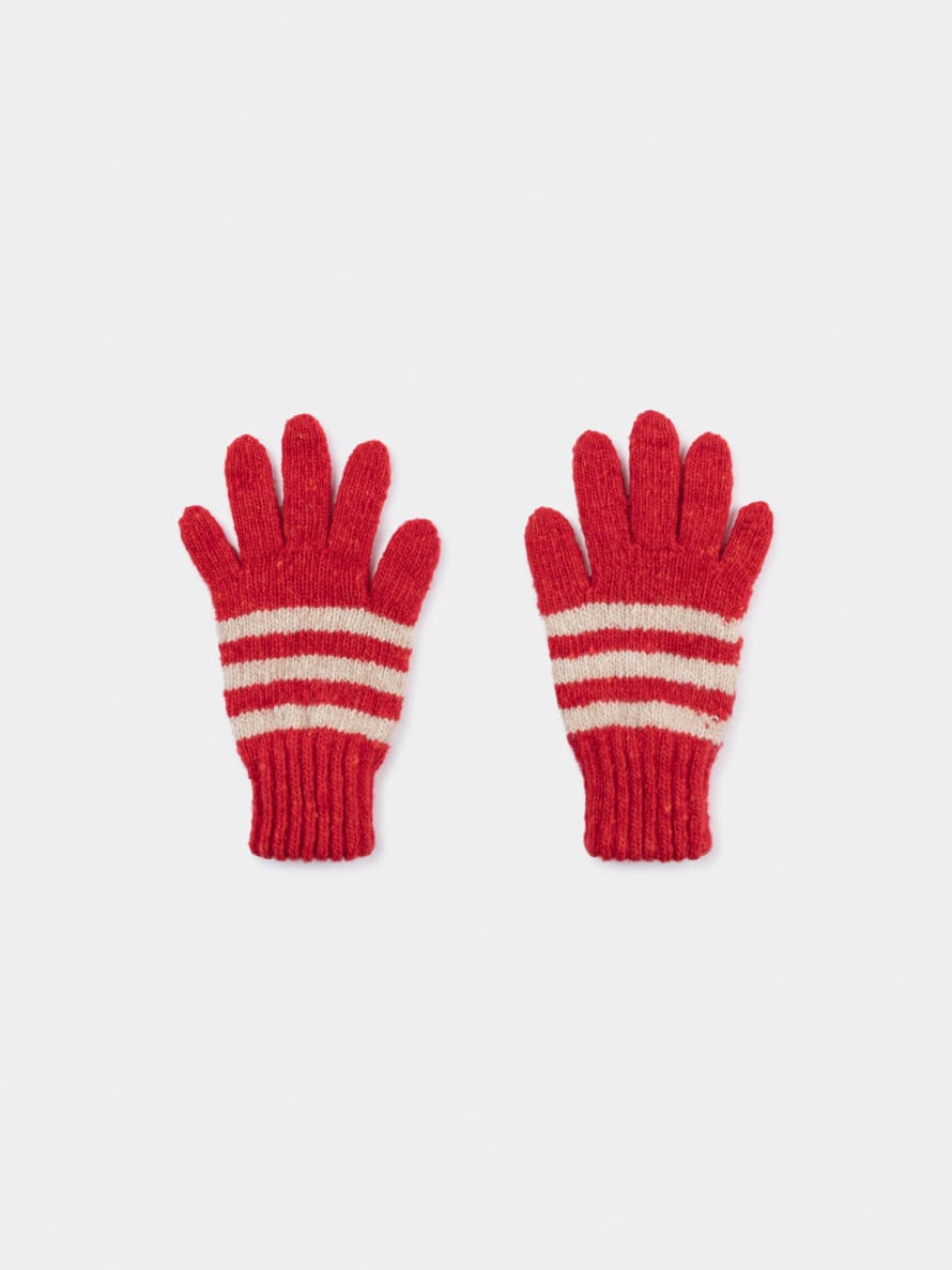 Bobo Choses Red Wool Striped Kids Gloves