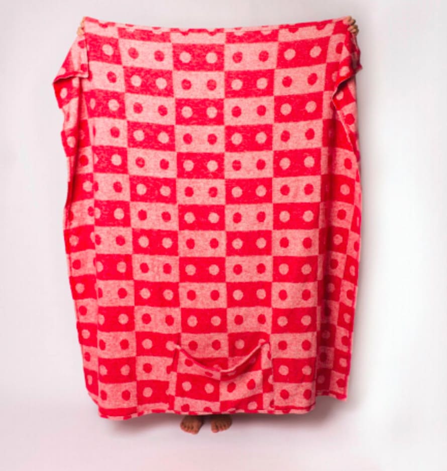 Agustina Studio Red and Pink Cotton Punti Blanket