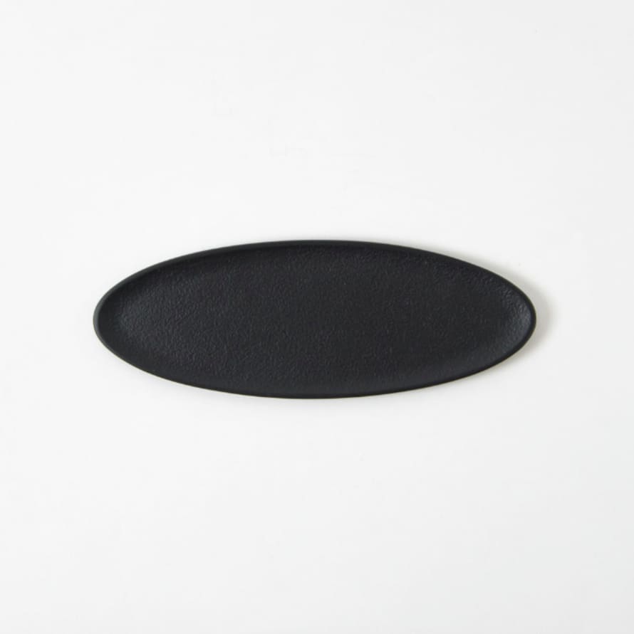 Sumitani Saburo Shoten Medium Black Metal Oval Tray from Japan 