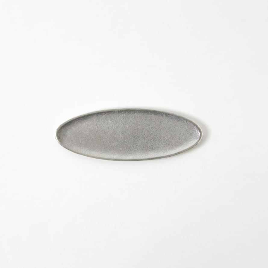 Sumitani Saburo Shoten Small Silver Tin Oval Tray from Japan 