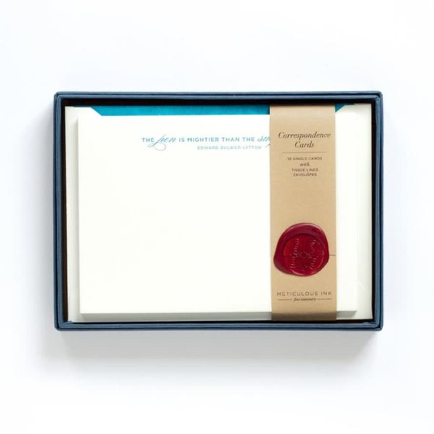 Meticulous Ink 'Pen Is Mightier' Quote Letterpress Correspondence Cards