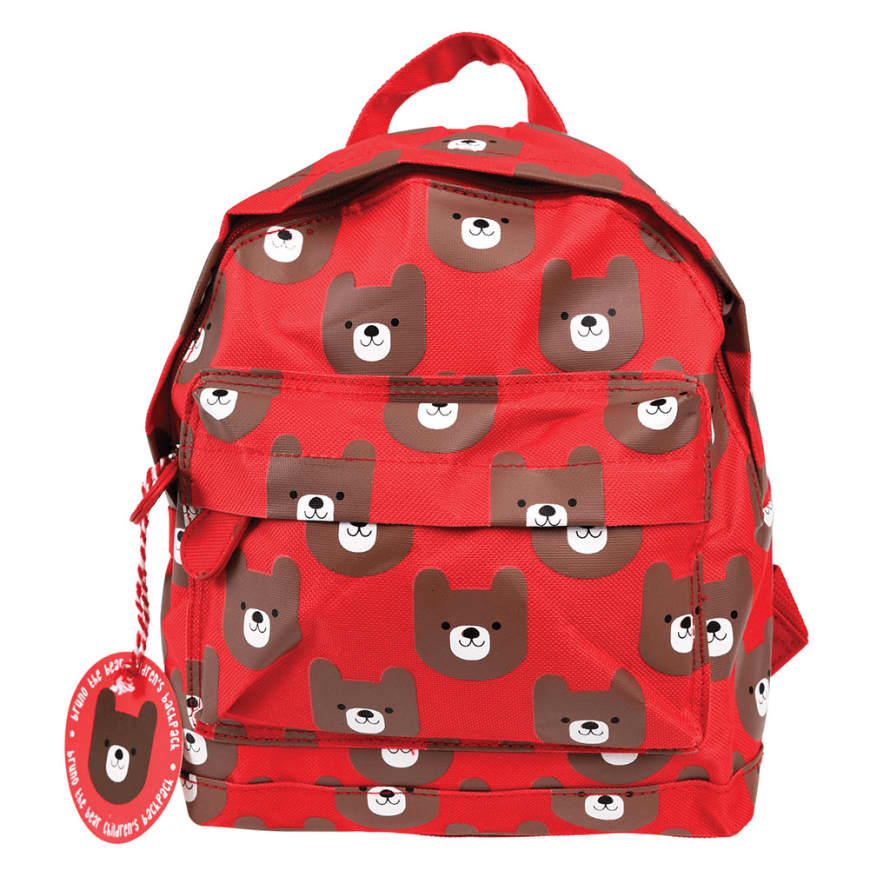 Rex London Mini Red Polyester Bruno The Bear Backpack