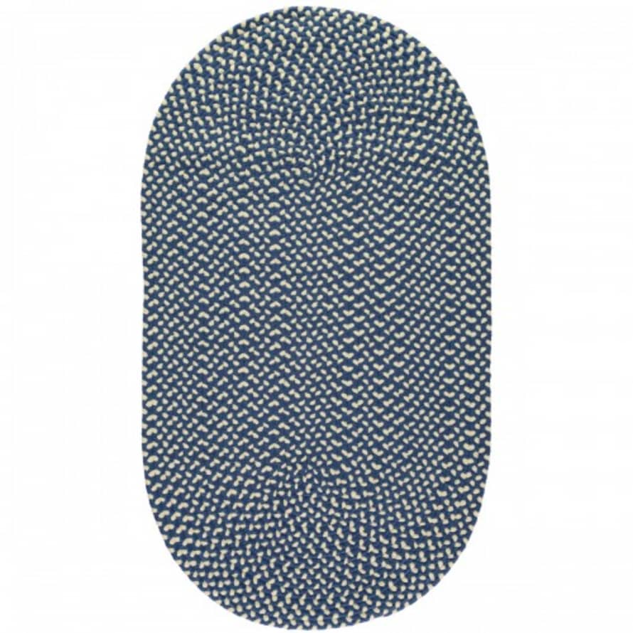 The Braided Rug Company Recycled Plastic Braided Rug Navy and White