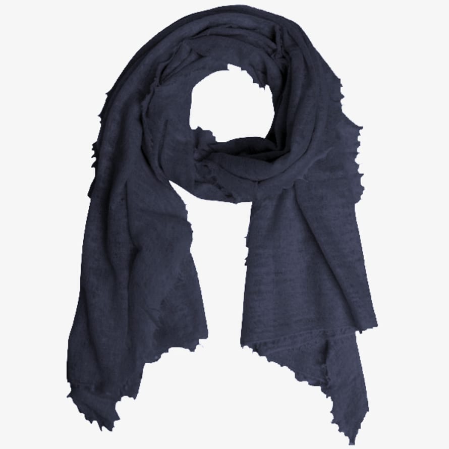 Pur Schoen Dark Navy Blue Hand Felted Cashmere Soft Scarf