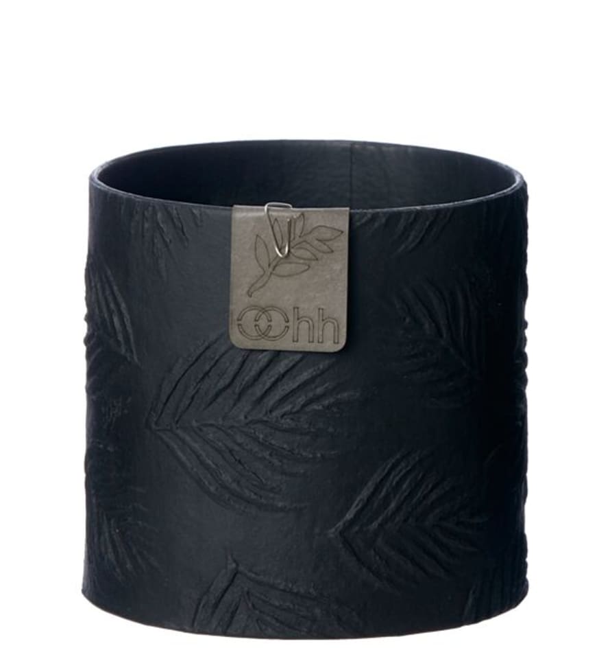 Lubech Living 13cm Black Leaf Pattern Recycled Paper Plant Pot