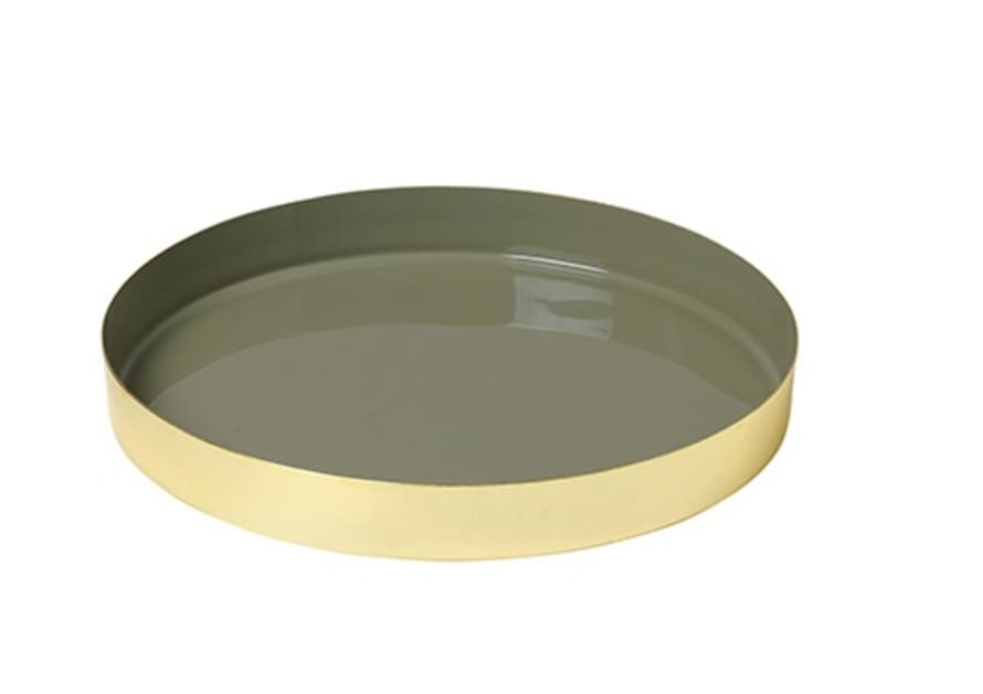 Broste Copenhagen Enamelled Brass Tray Lichen Green