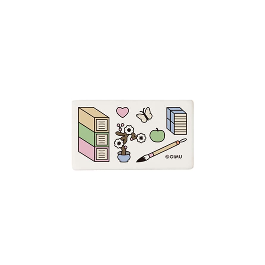 OIMU Square Eraser with Scholars Accoutrements Print