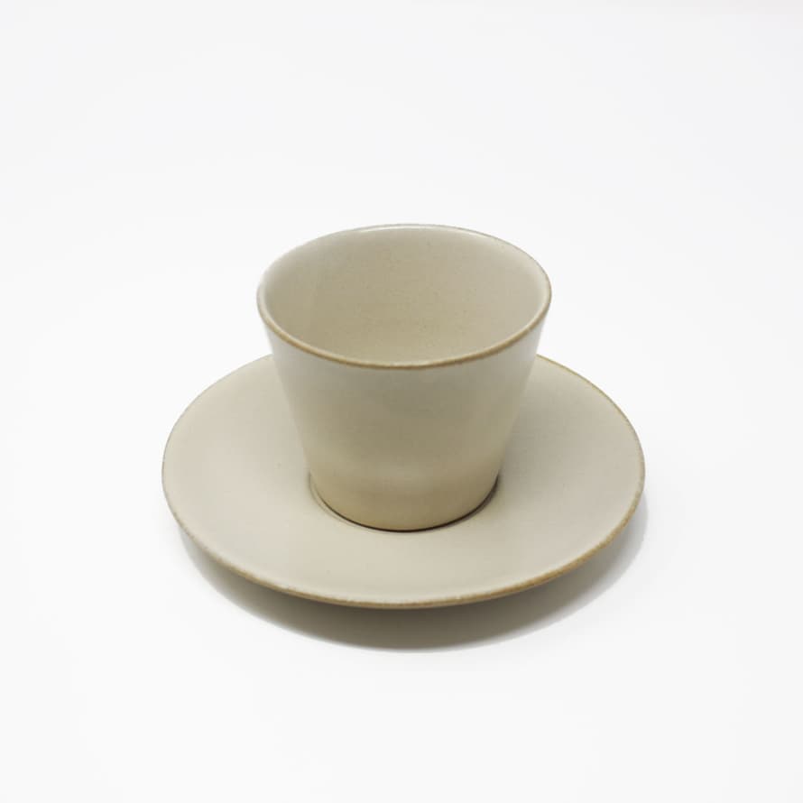 Gonggi Small Light Beige Teacup and Saucer Set