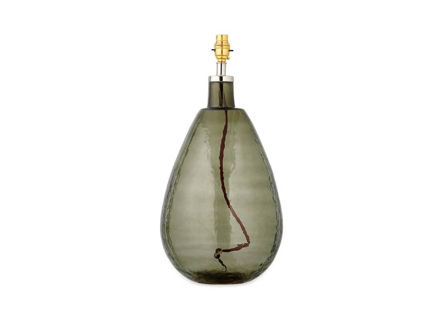 Nkuku Baba Glass Lamp Base - Green Smoke (Tall)
