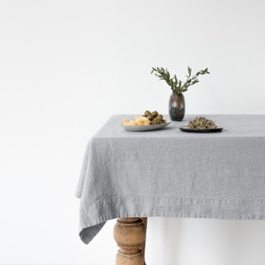 Linen Tales 140 x 140cm Light Grey Washed Linen Tablecloth