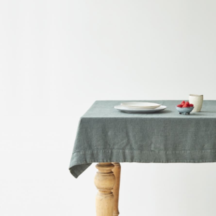 Linen Tales 140 x 140cm Forest Green Washed Linen Tablecloth