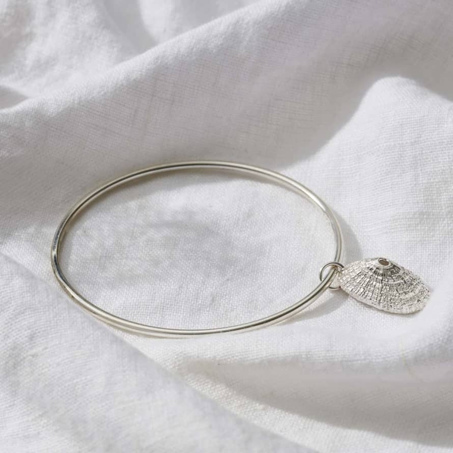 Posh Totty Designs Silver Limpet Shell Charm Bangle