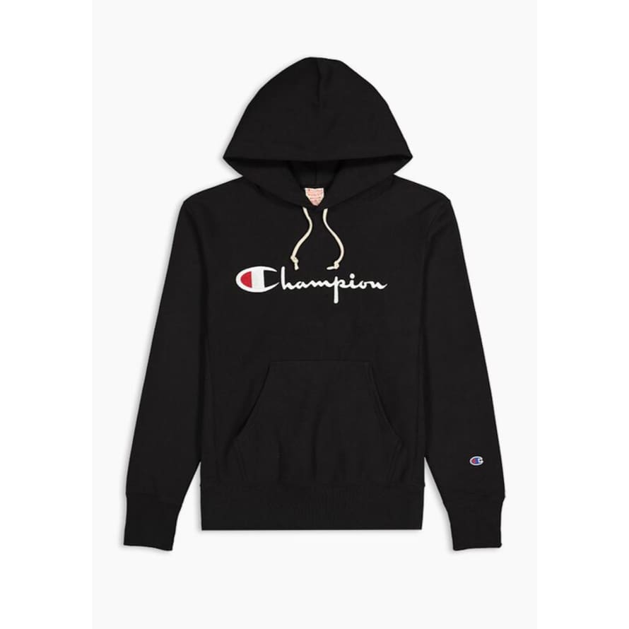 Champion Script Logo Hood - New Black