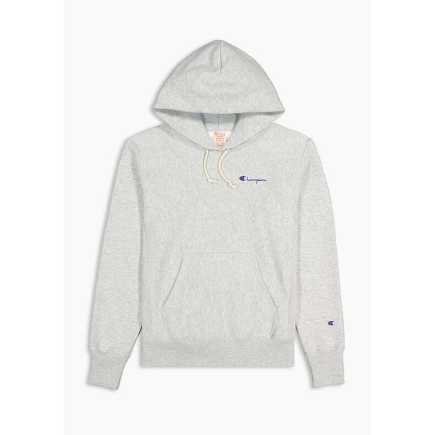 Champion Small Script Logo Hood - Light Grey