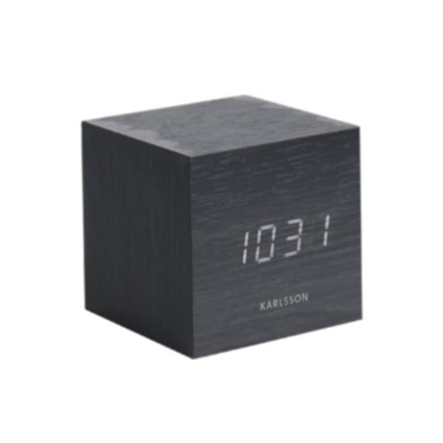 Karlsson Mini Cube Alarm Clock Black Veneer