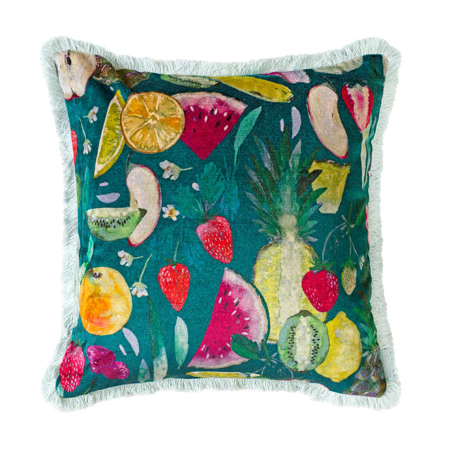 Bluebellgray Tutti Frutti Velvet Forest Cushion