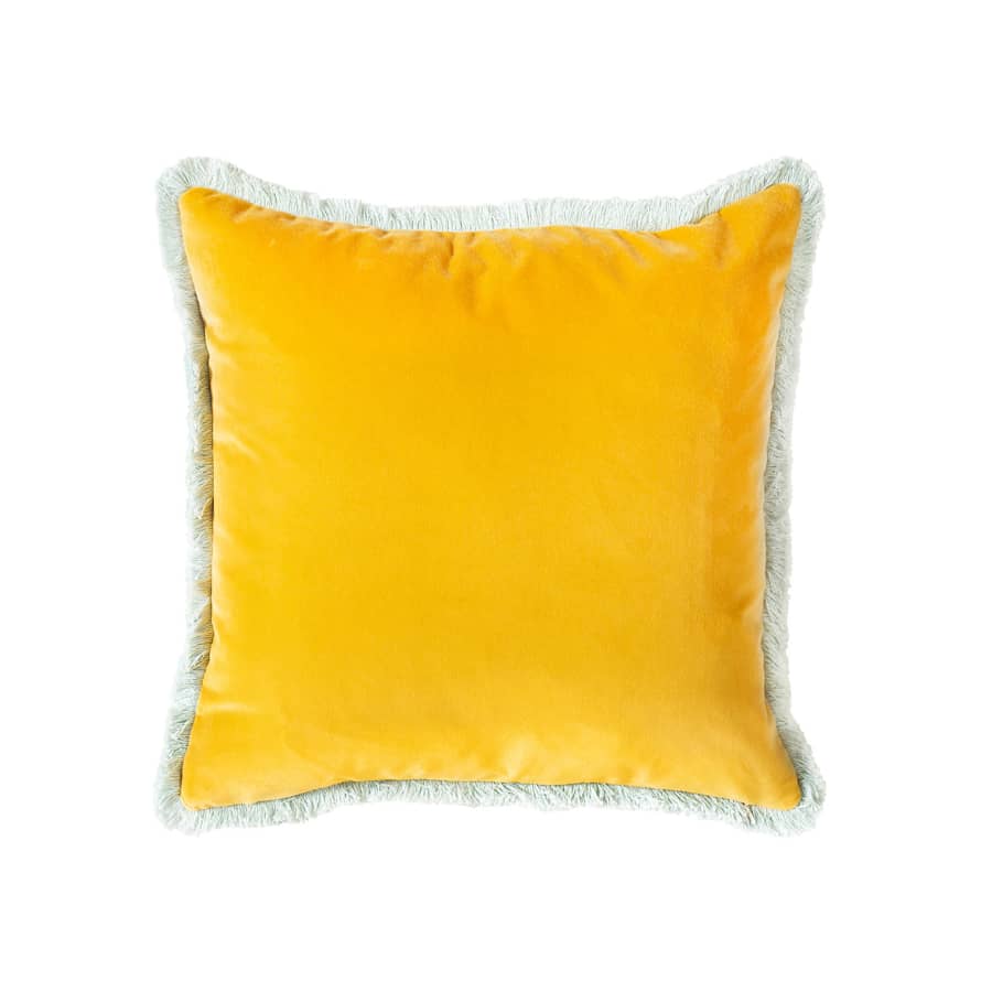 Bluebellgray Sunflower Velvet Fringe Cushion