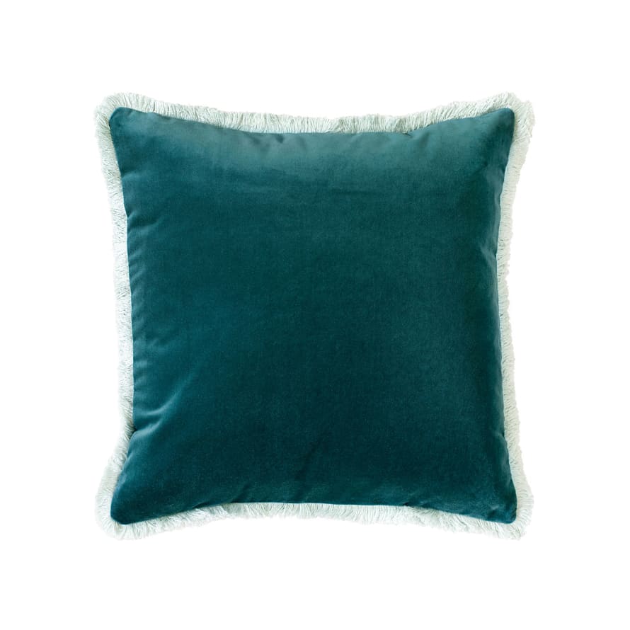 Bluebellgray Peacock Velvet Fringe Cushion